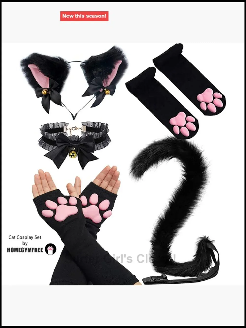 Kawaii Fingerless 3D Cat Paw Gloves Cosplay Set - Soft Cotton Silicone Claw